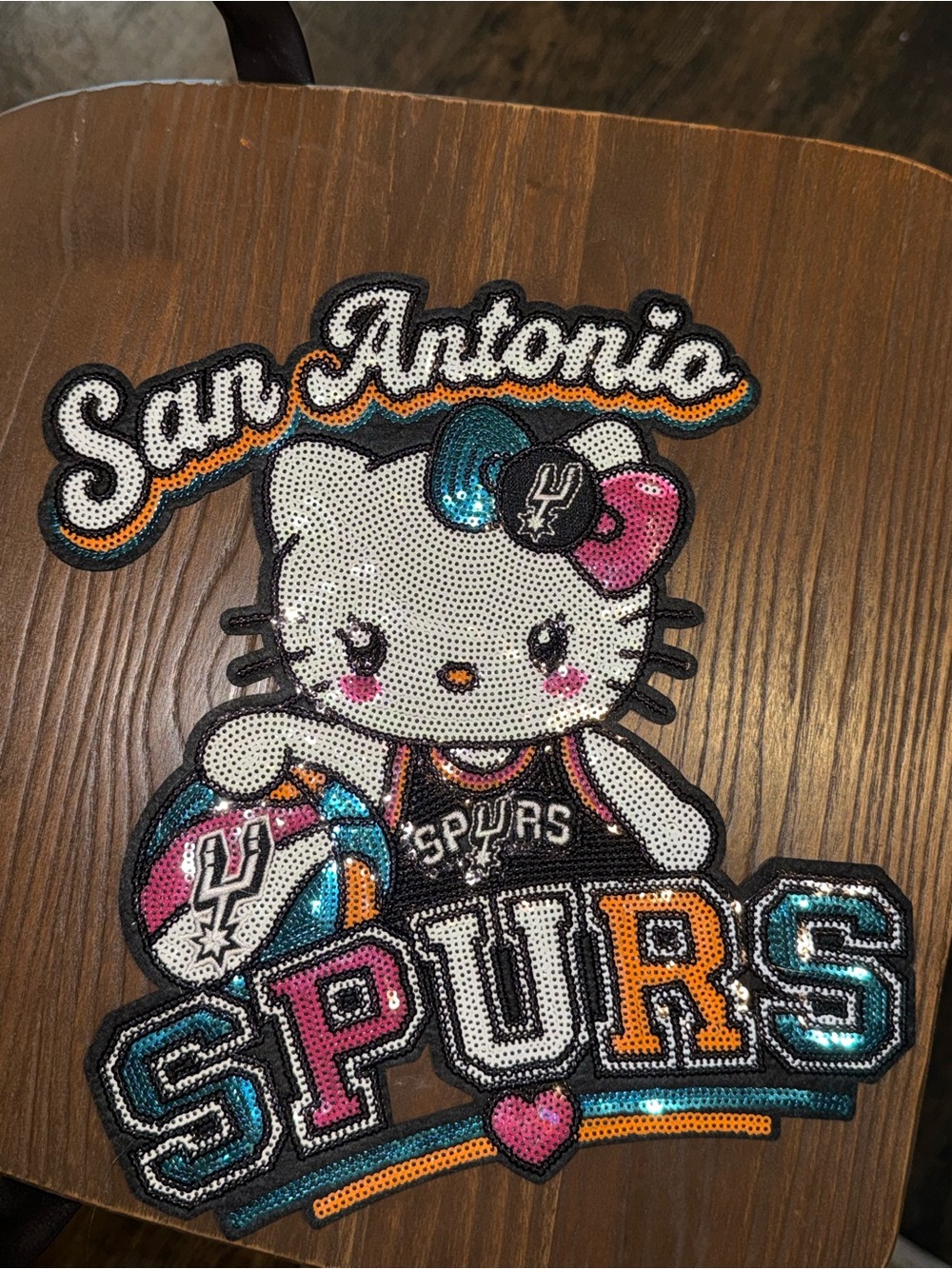 San Antonio Spurs Hello Kitty Sequin Patch - Multicolor